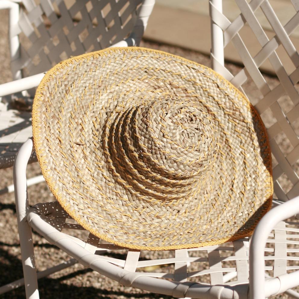Balinese Pecatu Wide Round Straw Hat In Butter Yellow