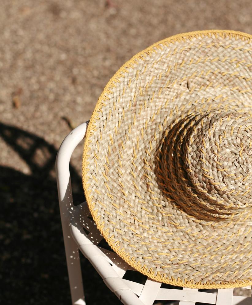 Balinese Pecatu Wide Round Straw Hat In Butter Yellow